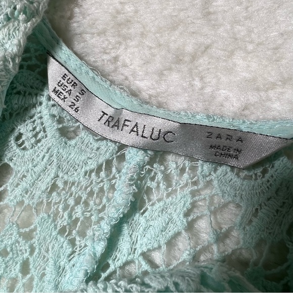 Zara Light Blue Lace Bodycon Mini Dress Small - Picture 10 of 14